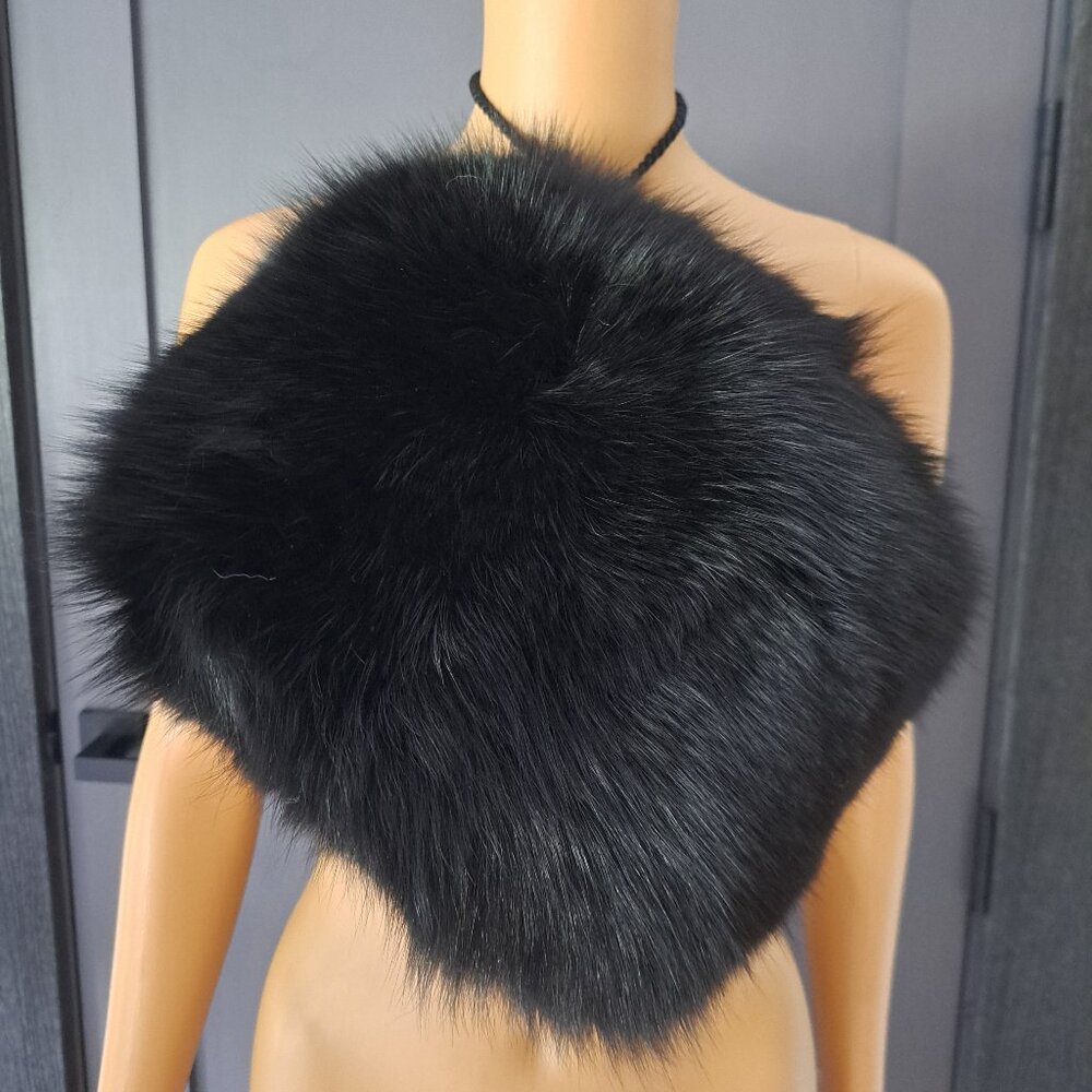 Black Fox Muff Super Large Hand Warmer Vintage